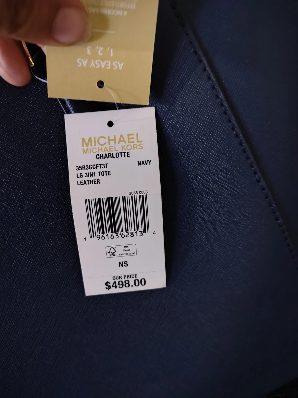 Michael Kors Navy Leather Tote Bag